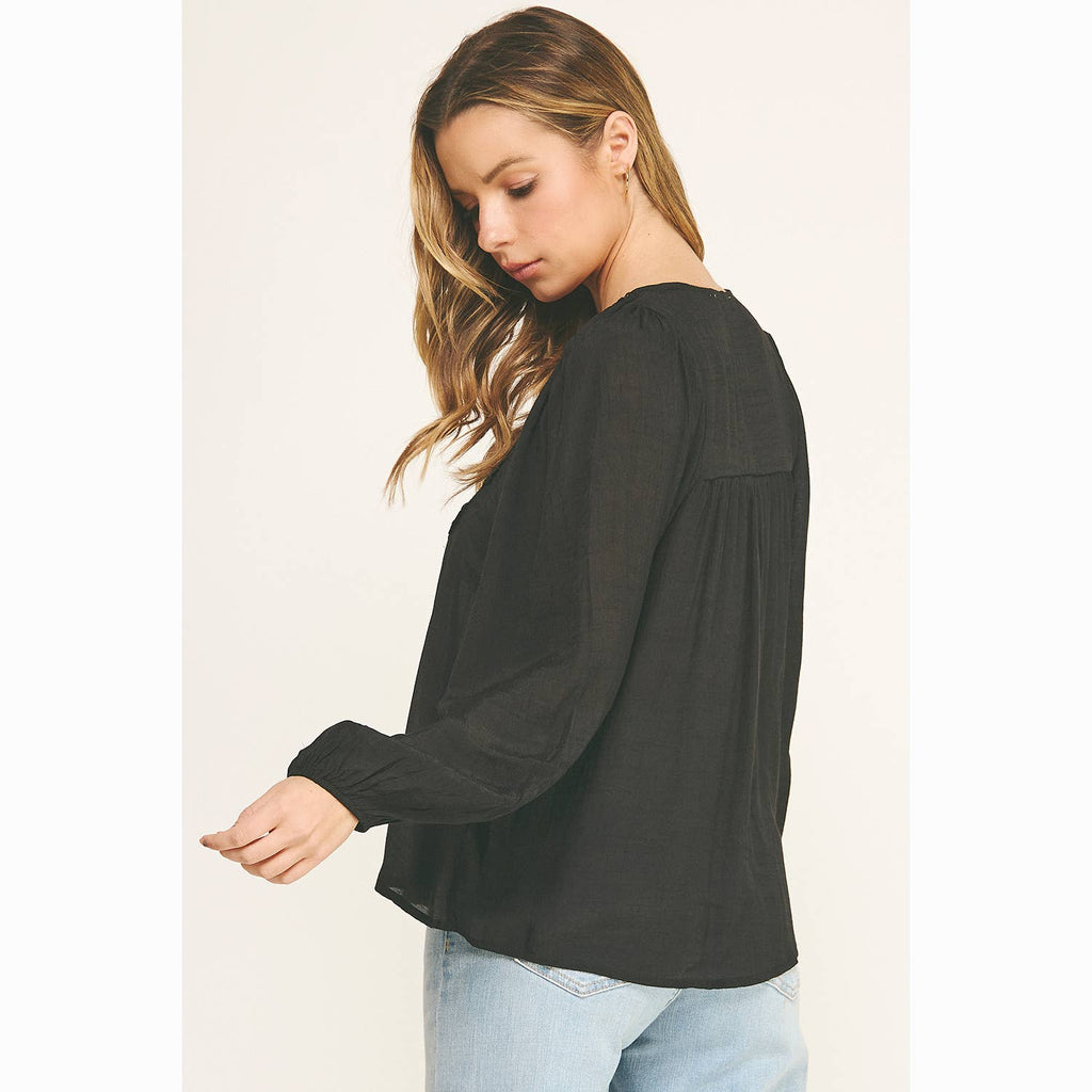 BOHO LACE V-NECK FLOWY BLOUSE