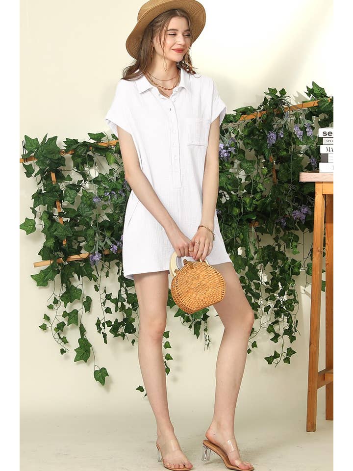 JOHNNY COLLARS BUTTON CLOSER JUMPSUIT ROMPER