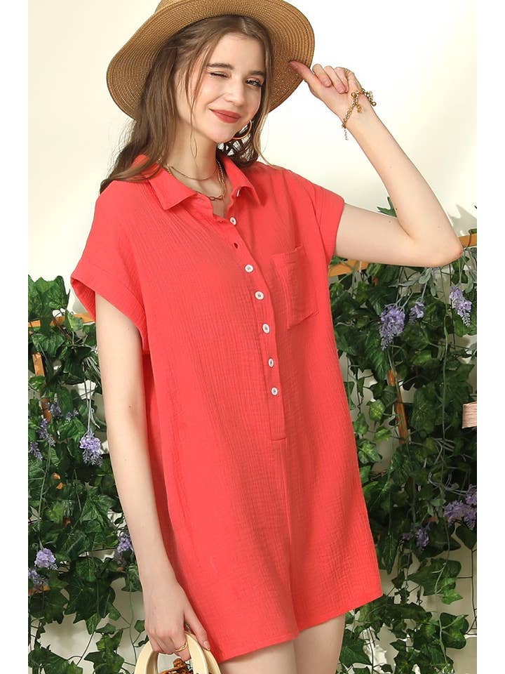 JOHNNY COLLARS BUTTON CLOSER JUMPSUIT ROMPER