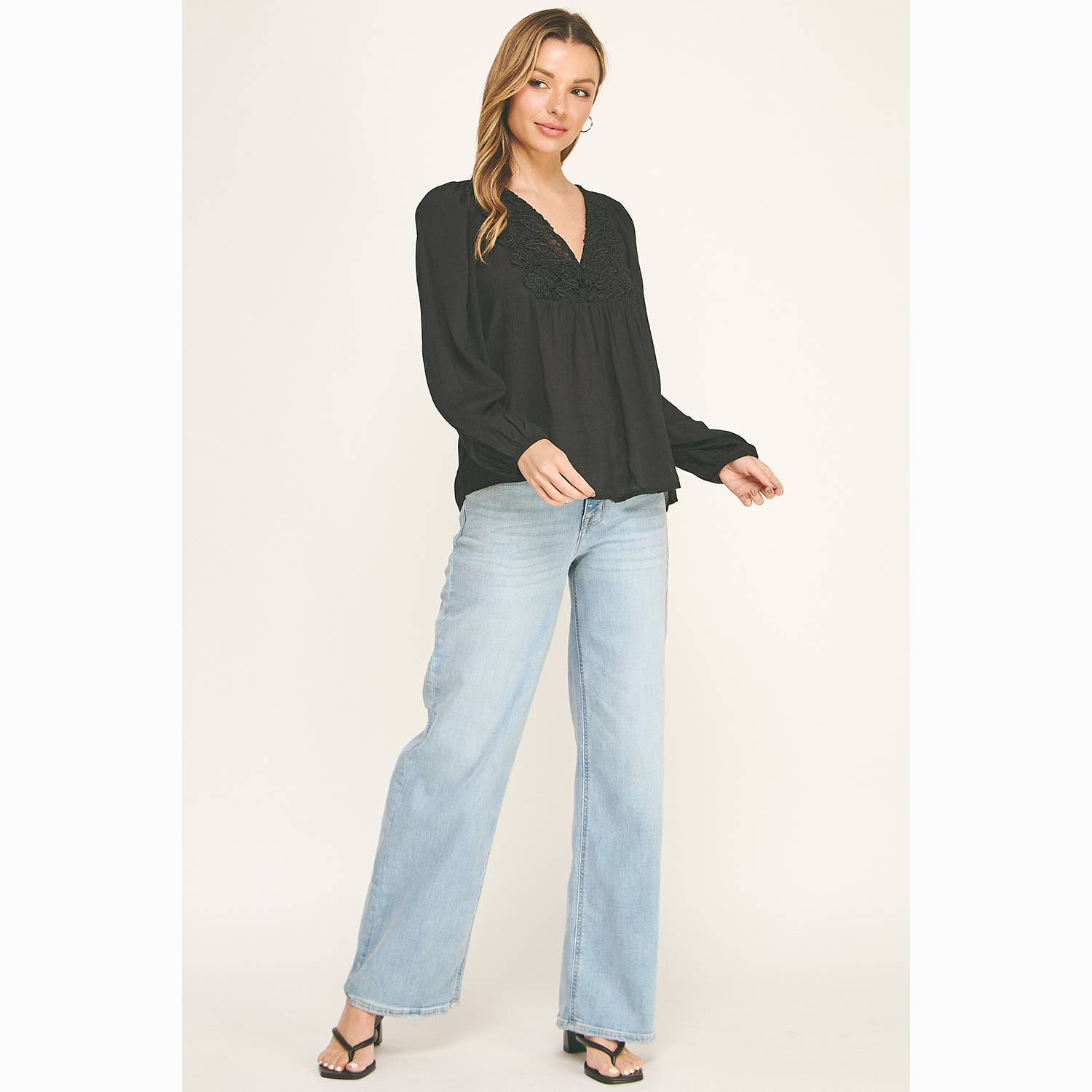 BOHO LACE V-NECK FLOWY BLOUSE