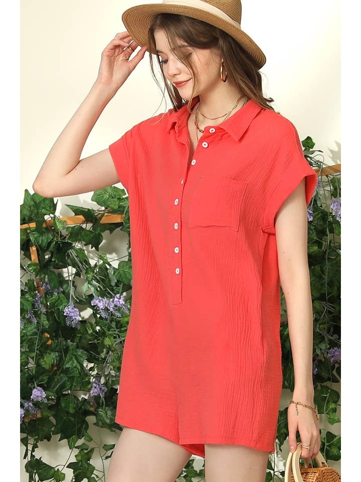 JOHNNY COLLARS BUTTON CLOSER JUMPSUIT ROMPER