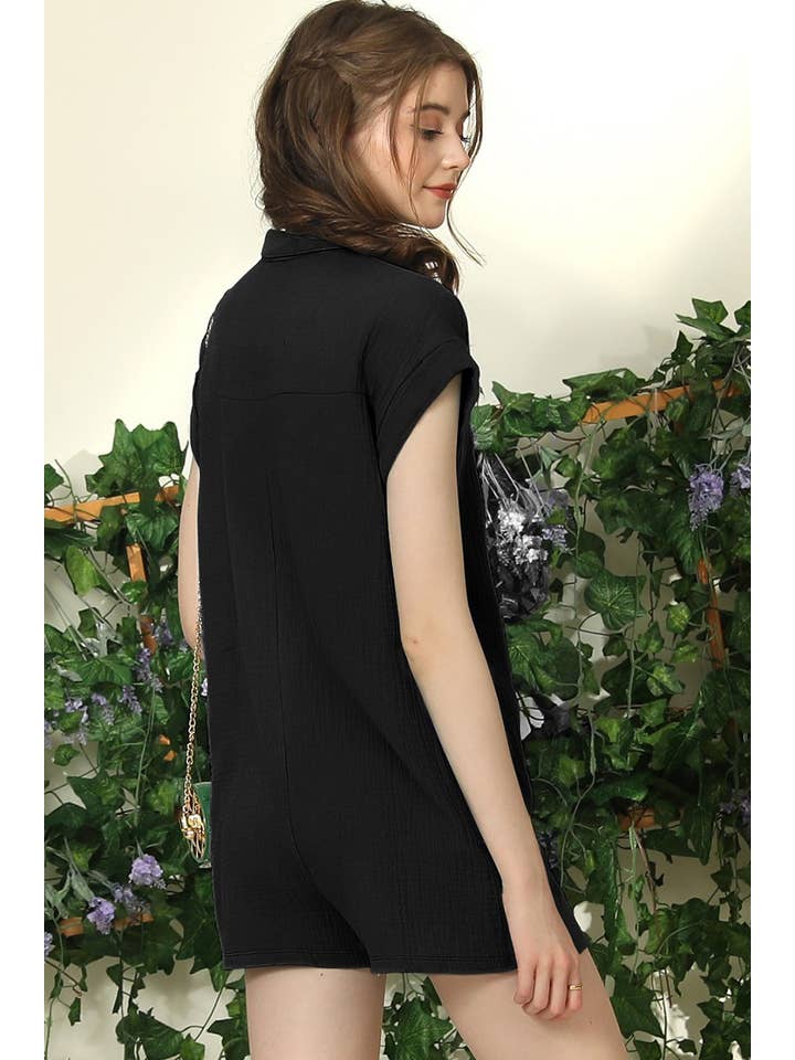 JOHNNY COLLARS BUTTON CLOSER JUMPSUIT ROMPER