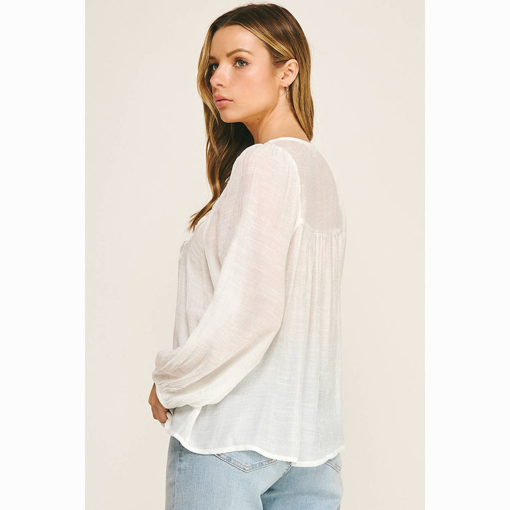 BOHO LACE V-NECK FLOWY BLOUSE