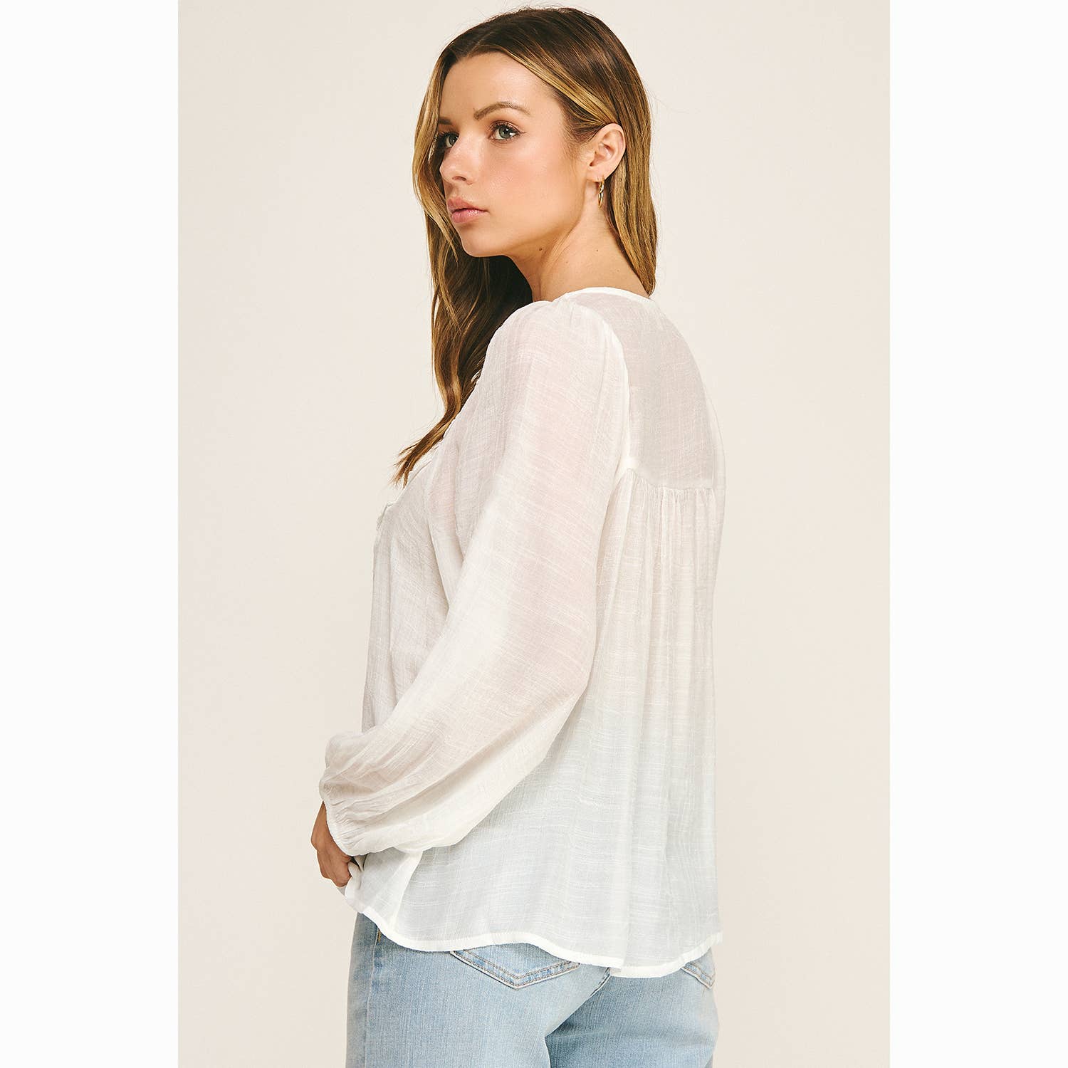 BOHO LACE V-NECK FLOWY BLOUSE