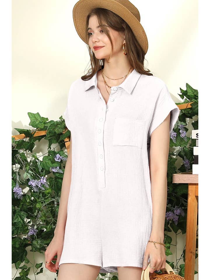 JOHNNY COLLARS BUTTON CLOSER JUMPSUIT ROMPER
