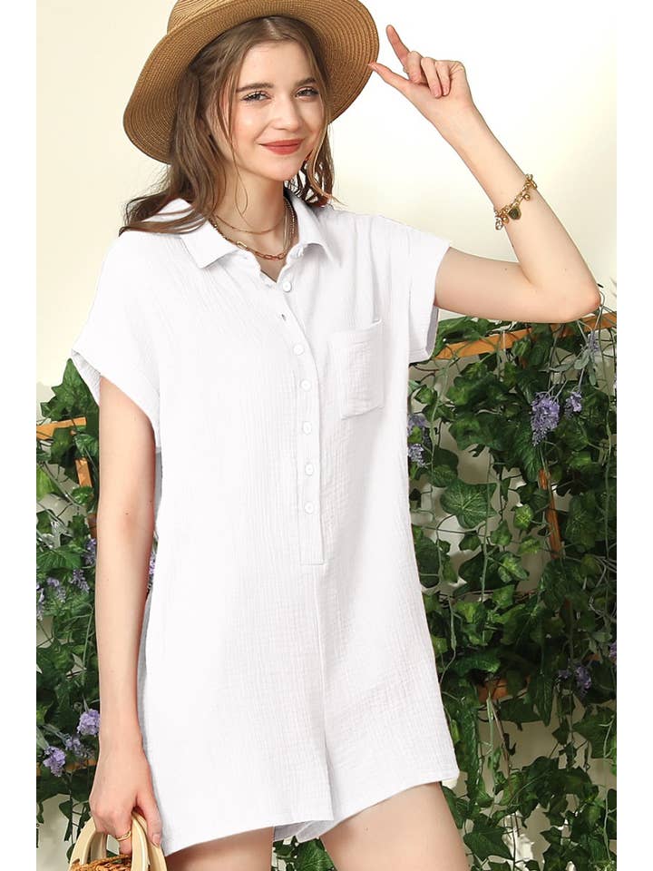 JOHNNY COLLARS BUTTON CLOSER JUMPSUIT ROMPER