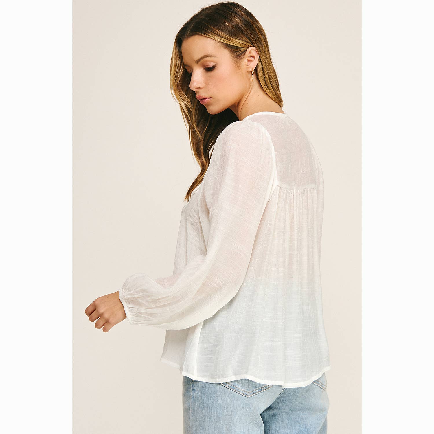 BOHO LACE V-NECK FLOWY BLOUSE