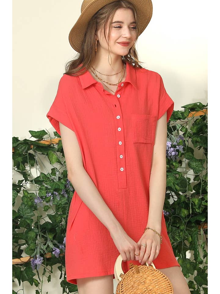 JOHNNY COLLARS BUTTON CLOSER JUMPSUIT ROMPER