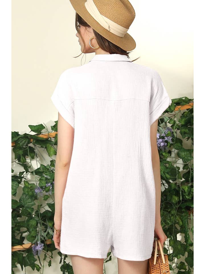 JOHNNY COLLARS BUTTON CLOSER JUMPSUIT ROMPER