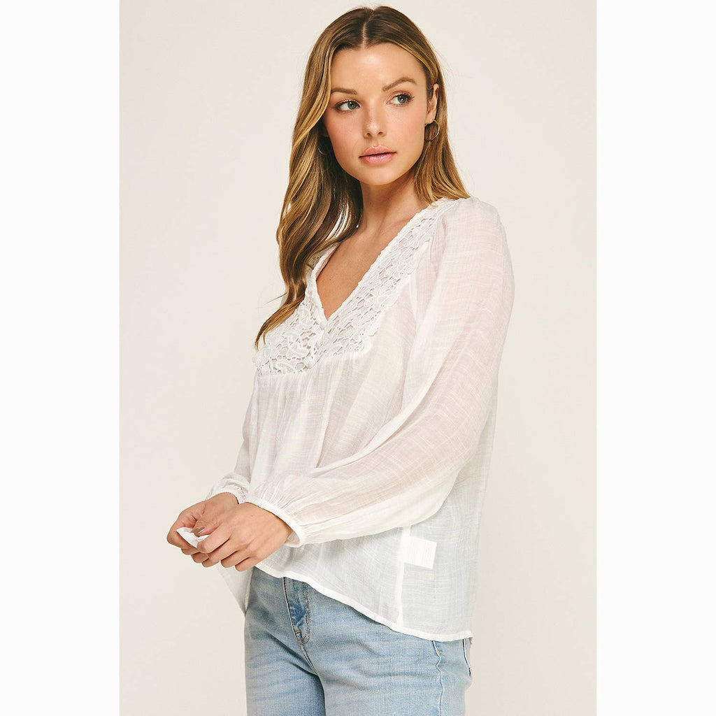 BOHO LACE V-NECK FLOWY BLOUSE